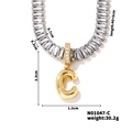Detail of cubic zirconia square link chain with golden balloon letter C pendant - Letter C Shape Style (N01047-C)
