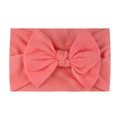 Coral red soft nylon headband with large bow for baby girls, stretch knit hair accessory - Watermelon Red