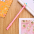 Pink cartoon doll gel pen for students with cute character top on wooden background - Deep Pink Cute Princess