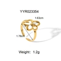 Detaillierte Maße des goldenen Blumenrings: 1,63 cm Breite, 1,78 cm Innendurchmesser, 1,2 g - Hohle Fünfblättrige Blume (YYR023354)