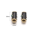 Detail of 20mm black enamel evil eye beads with gold plating and green zircon inlay - Lead Color - Black Enamel Green Gem