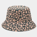 Dettaglio del cappello alla pescatora in velluto a coste con cuciture e fiori rosa - M (56-58cm) / Verde scuro con fiori rosa/arancioni (Colore 3#)