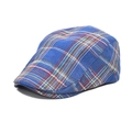 Klassische blaue Schirmmütze mit Schottenkaro im Retro-Stil für Herren und Damen - M (56-58cm) / Blau