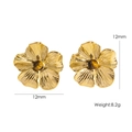 Goldene Blumenohrringe mit braunem Tigerauge, 12mm Durchmesser und 8,2g Gewicht - Tigerauge / Gold