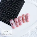 Autocollants nail art dégradé rose avec papillons, perles et pochoirs évidés - H347 Papillon Creux