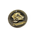 Antique bronze Labrador pet tag with embossed dog head design and custom name space - Labu Animal