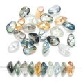 Iridescent irregular 8x17mm glass stone beads shown loose and strung for DIY jewelry making - Electroplated Mixed Color