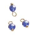 Blue faceted crystal glass ball pendant with golden ring for DIY jewelry making - Round Bead / Sapphire Blue