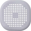 Macro detail of a grey silicone drain cover with dense filter holes for hair trapping - Gray