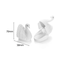 Detailed view of white swan-shaped velvet jewelry box with dimensions 70mm by 58mm - Small Swan White