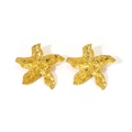 Close-up of golden starfish stud earrings with detailed 18K gold plated texture - Large Starfish Studs