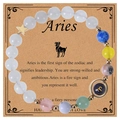 Detail of Aries zodiac handmade beaded bracelet on vintage card with star charm - Aries-Style 3