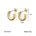 Pendientes minimalistas de acero inoxidable dorado con forma de U para mujer - Estilo Ovalado Minimalista Dorado (HC-E10121)