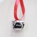 38mm silver metal Christmas bell with Merry lettering and red ribbon for holiday decor - MERRY