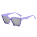 Purple rectangular sunglasses with dark lenses and stylish metal rivet details on frame - Purple Frame Silver Mirror Lens