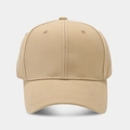 Detailed view of khaki cotton twill baseball cap showing reinforced stitching and eyelets - Adjustable / Khaki