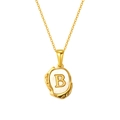 Elegante gouden titanium ketting met witte schelp letter B lava-stijl hanger - Letter B