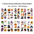 Set di 10 tatuaggi temporanei di Halloween, disegni di zucca e fantasmi, 6,8x12cm - Set Halloween Cartone Animato (E041-050)