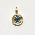 Golden round celestial star pendant featuring a vibrant light blue gemstone center - Gold - December