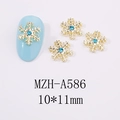 Bijou d'ongle flocon de neige doré avec strass bleu pour manucure hivernale - Style Flocon de Neige (A586)