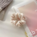 Elegant light pink mesh scrunchie with delicate floral patterns for bun hairstyles - Small / Small—Beige