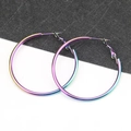 Grandi orecchini a cerchio minimalisti in acciaio inox arcobaleno per un look moderno - 30MM / Colorato