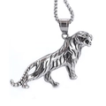 Collana con ciondolo tigre in argento lucido stile vichingo per la moda hip hop maschile - Stile Tigre Ruggente (Senza Catena) (D0809-1)