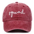 Washed burgundy baseball cap with white squad embroidery in American retro style - Adjustable / Burgundy