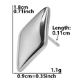 Technical dimensions of geometric rhombus stud earrings in polished 304 stainless steel - Polished Rhombus / Silver