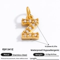 18K gold plated stainless steel letter Z pendant with cubic zirconia stones - Letter Z