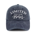 Washed navy cotton baseball cap with white Limited Edition 1994 3D embroidery - Adjustable / 1994 Style (Navy Blue)
