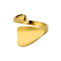 Detalle macro de anillo de acero de titanio dorado con diseño asimétrico irregular - 36-Minimalista Irregular / Dorado
