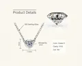 925 silver necklace featuring a 3mm D-color VVS1 Moissanite teardrop pendant - Silver White - Flying Saucer (0.1ct)