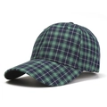 Classic green and blue plaid baseball cap with a minimalist structured crown for summer - Dark Green Check