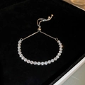 Detail of adjustable bolo clasp on a luxury cubic zirconia tennis bracelet with silver finish - Silver Geometric Crystal Adjustable Bracelet