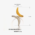 Two-tone stainless steel overlapping ring in gold and silver finish with size specs - Curved Overlapping Style (755)
