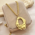 Collana dorata in acciaio inossidabile con pendente texture lava su catena a maglie - Xl-ys204-2