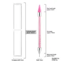 Detailed view of dual-ended acrylic nail dotting pen with precise measurements and wax tip - Pink