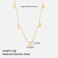 Golden stainless steel pixel heart pendant necklace with dimensions and weight info - Simple Heart
