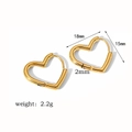 Pendientes de aro de corazón en acero inoxidable de 18K con medidas 18mm x 15mm - Estilo Dorado 18mmx15mm (TE6029-18)