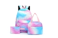 Set de 3 piezas con mochila tie-dye rosa y azul, bolsa de almuerzo y estuche escolar - Púrpura Metálico