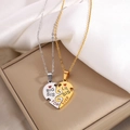 Big Sis and Lil Sis puzzle heart necklaces on gold jewelry box with white silk - Letter Heart