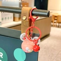 Red Mickey Mouse liquid shaker keychain with floating colorful balls and metal bell - Red Mickey Head Milk Bean
