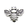 Silver bee charm pendant with antique finish and detailed 3D wings for jewelry making - 1pc Antique Silver Bee Spacer Bead 9x7mm