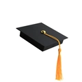 Creative black graduation cap gift box with decorative golden button and yellow silk tassel - Jewelry Box + Yellow Tassel