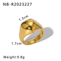 Macro shot of 18K gold plated heart ring showing dimensions 1.7cm diameter and 1.3cm width - Wide Heart (NB-R2023227)