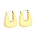 Polished gold-plated stainless steel U-shaped chunky hoop earrings for women - Style C Square Hollow (KE109508)