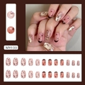 Französisches Rouge-Rosa Leopard Katzenauge Nagelset zum Aufkleben mit Champagner-Glitzer - MY133 Süßer Rosa Leopard (Kleber-Stil)