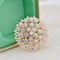 Golden flower scarf ring featuring white floral clusters and iridescent AB rhinestones - Colorful Small Flower Cluster