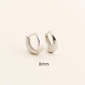 Irregular geometric S925 sterling silver hoop earrings in 8mm polished silver finish - 8mm / Platinum Color (8mm)